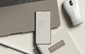 智能手机&笔记本封面设计样机 Smartphone with Notebook Mockup