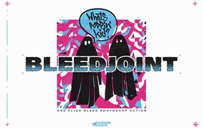 潮流复古做旧艺术半色调颗粒印刷效果PS动作素材 BleedJoint Effect Action