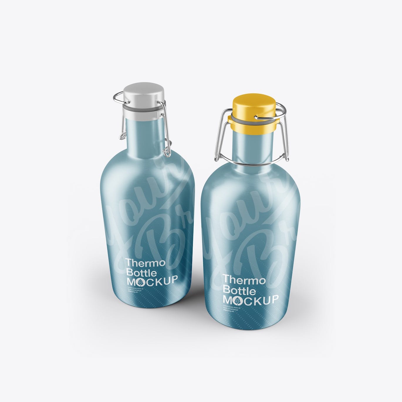 金属保温瓶外观设计样机 Metallic Thermo Bottle Mockup 样机素材 第4张