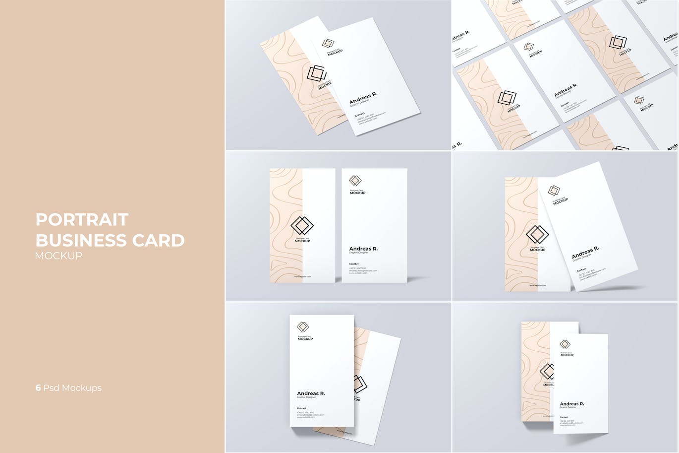 竖版名片设计演示样机 Portrait Business Card Mockup 样机素材 第1张