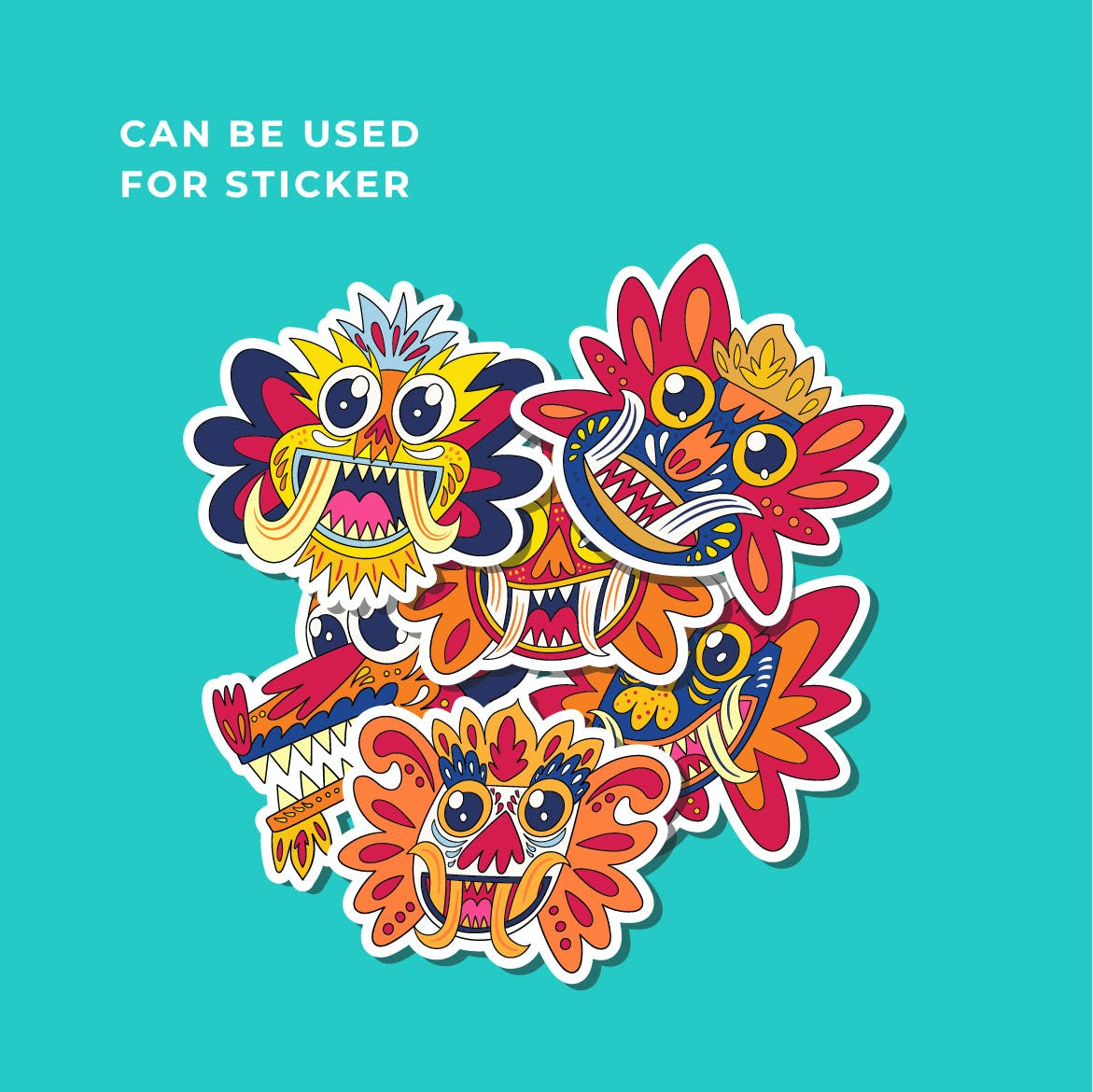 可爱的怪物头像卡通插画矢量设计 Vector Cute Monster Illustration Design 图片素材 第2张