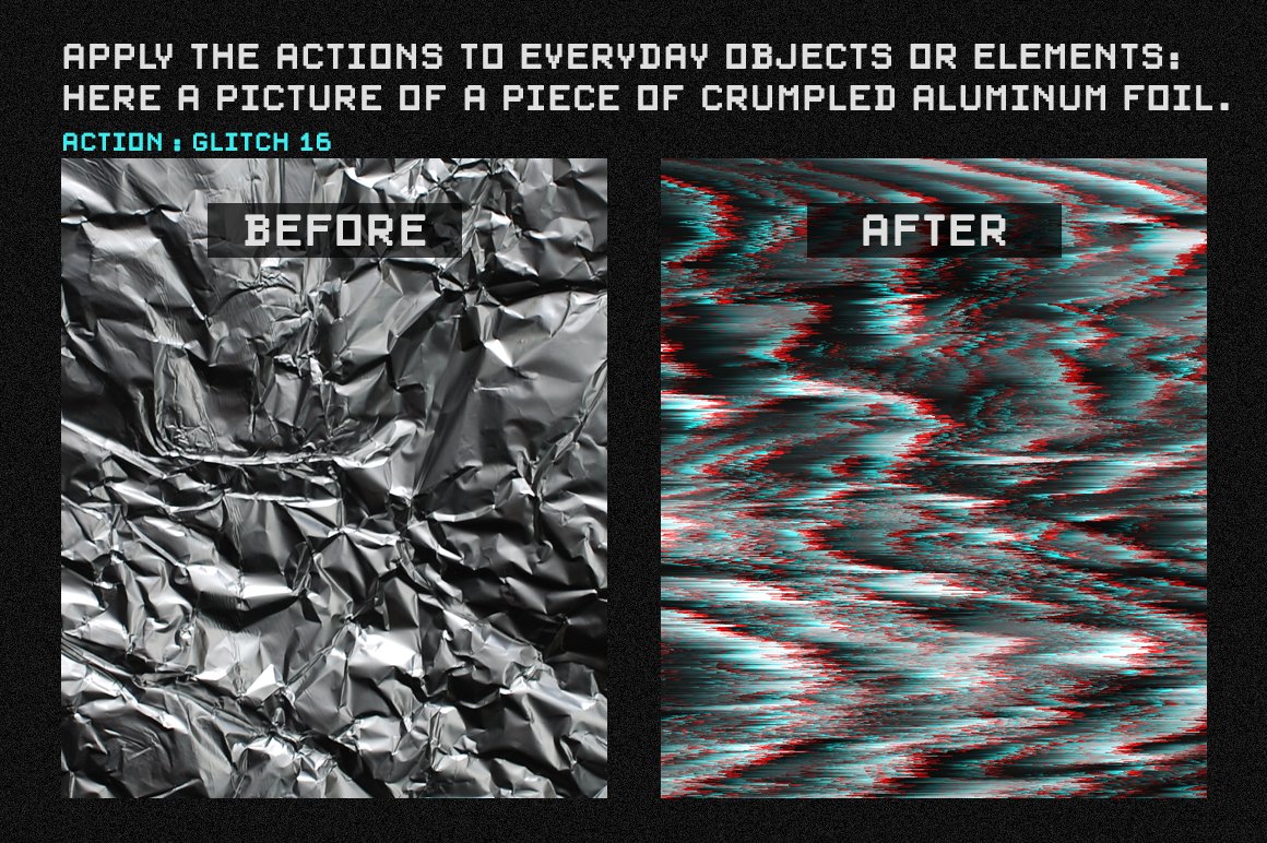 20组高端故障艺术背景快速生成PS动作 Entropy: 20 Photoshop Glitch Actions 插件预设 第4张