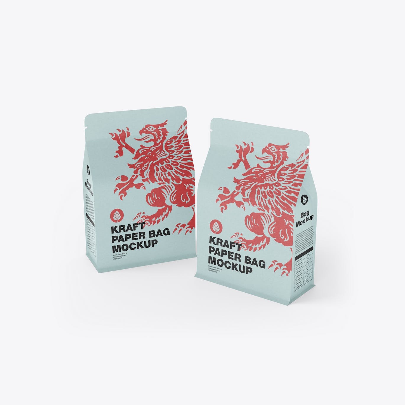 纸质牛皮纸食品袋包装设计样机 Paper Food Bag Mockup 样机素材 第2张