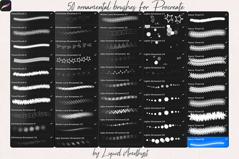 50个Procreate圣诞画笔套装 笔刷资源 第3张