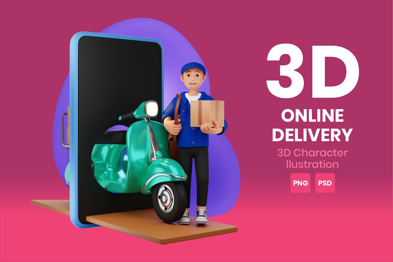 在线交付3D角色插画素材 Online Delivery 3D Character Illustration 图片素材 第1张