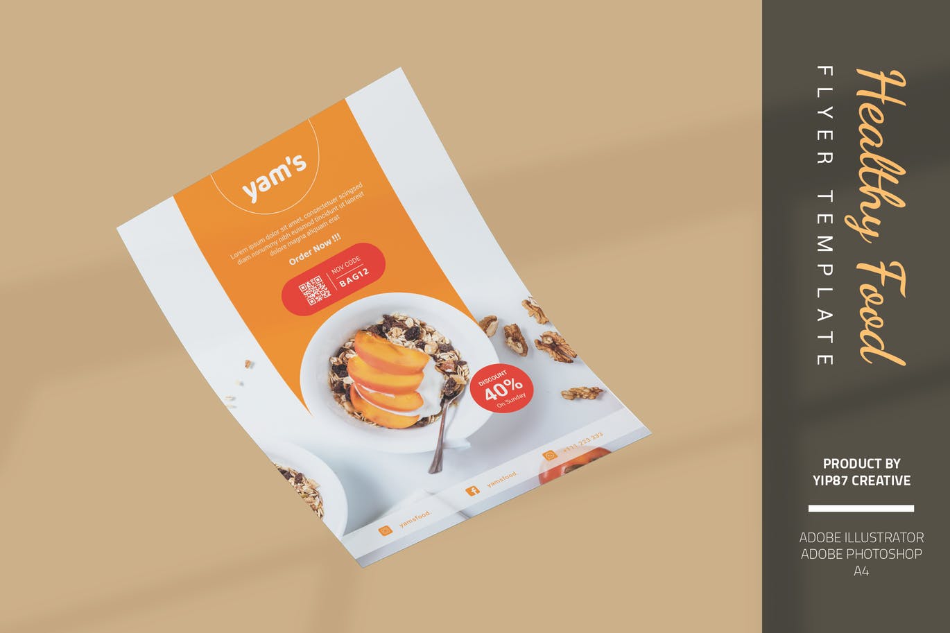 极简主义健康食品宣传单设计 Healthy Food – Flyer Template Design 设计素材 第6张