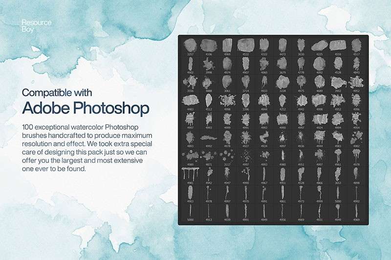 100个水彩印章图案Photoshop笔刷 笔刷资源 第2张