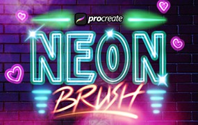 3D霓虹灯Procreate笔刷 Dans 3d Neon Brush