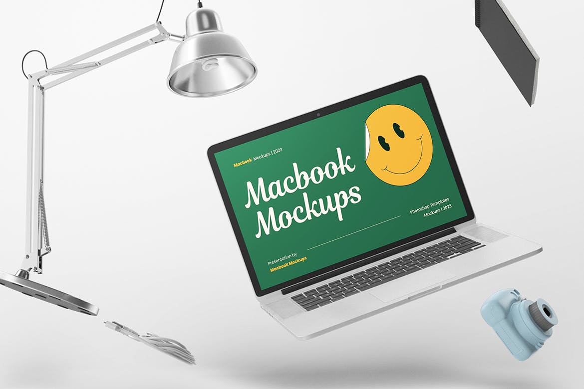 办公元素Macbook笔记本电脑样机 Macbook Office Desk Mockup 样机素材 第2张