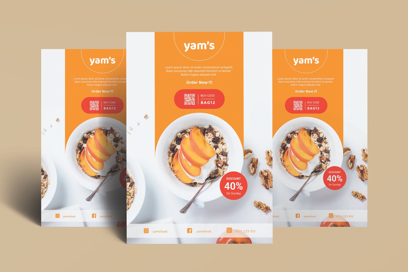 极简主义健康食品宣传单设计 Healthy Food – Flyer Template Design 设计素材 第1张