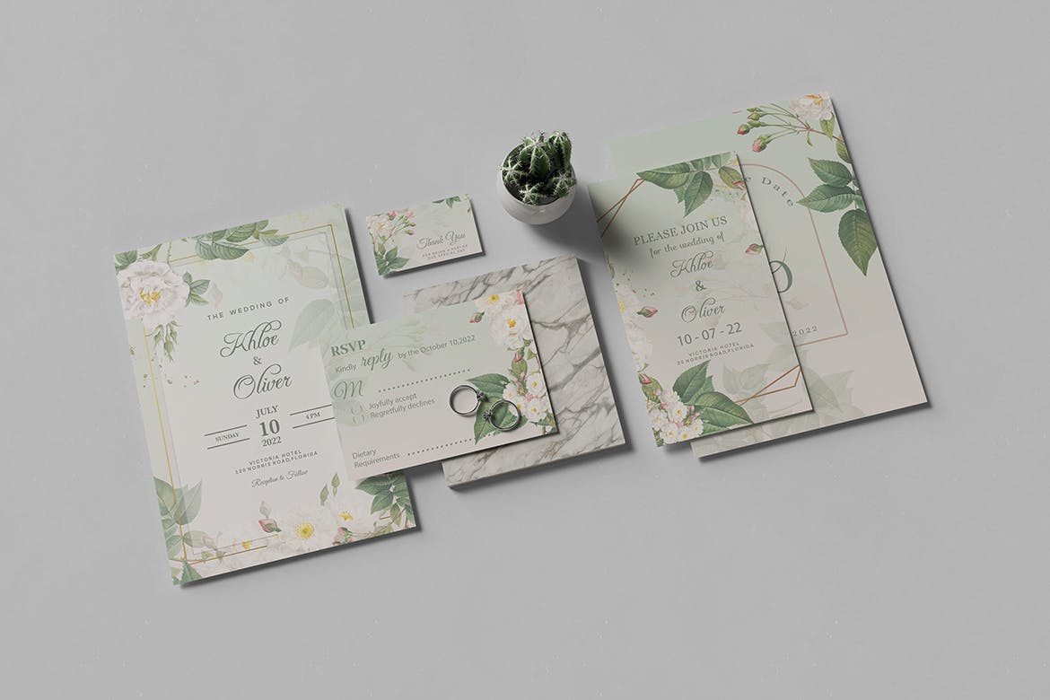 婚礼请柬套装设计样机模板v2 Wedding Invitation Mockup V.2 样机素材 第5张