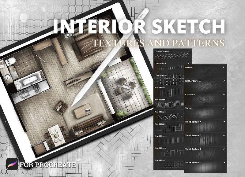 Procreate室内设计纹理笔刷 笔刷资源 第1张