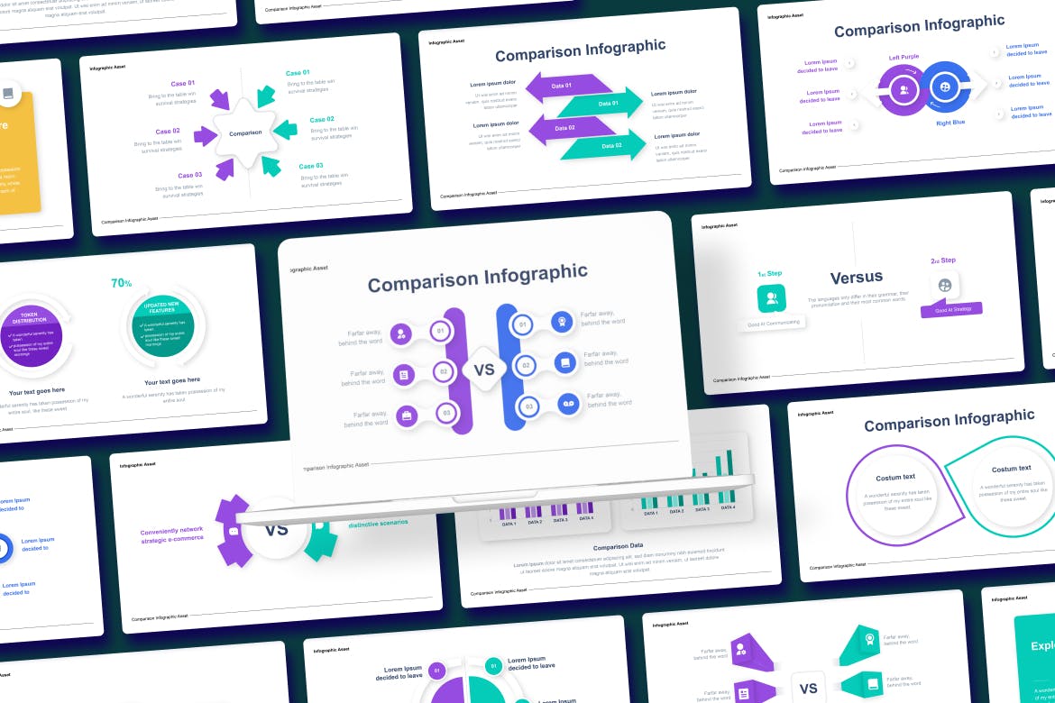 对比比较信息图表矢量模板 Comparison Infographic Asset illustrator 幻灯图表 第3张