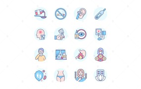 药物现代线条设计风格图标集 Medication – Modern Line Design Style Icons Set