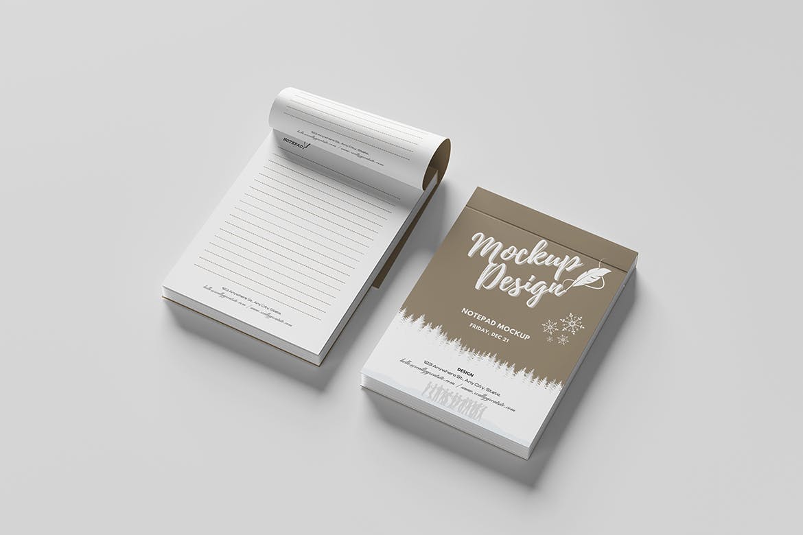 A6尺寸记事本开页效果图样机 Notepad A6 Open Mockup 样机素材 第5张