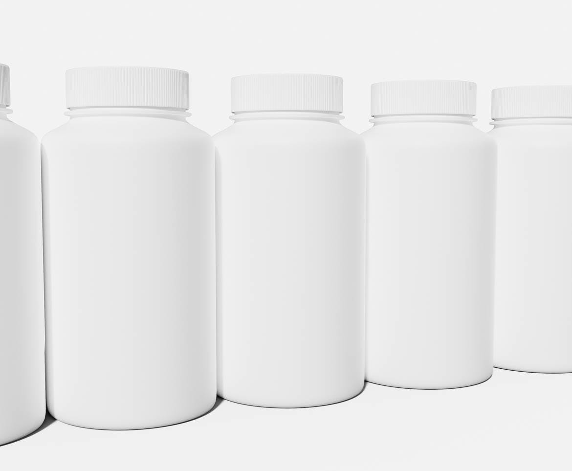 排列视图药品瓶包装展示样机 Pills Bottles Mockup 样机素材 第4张