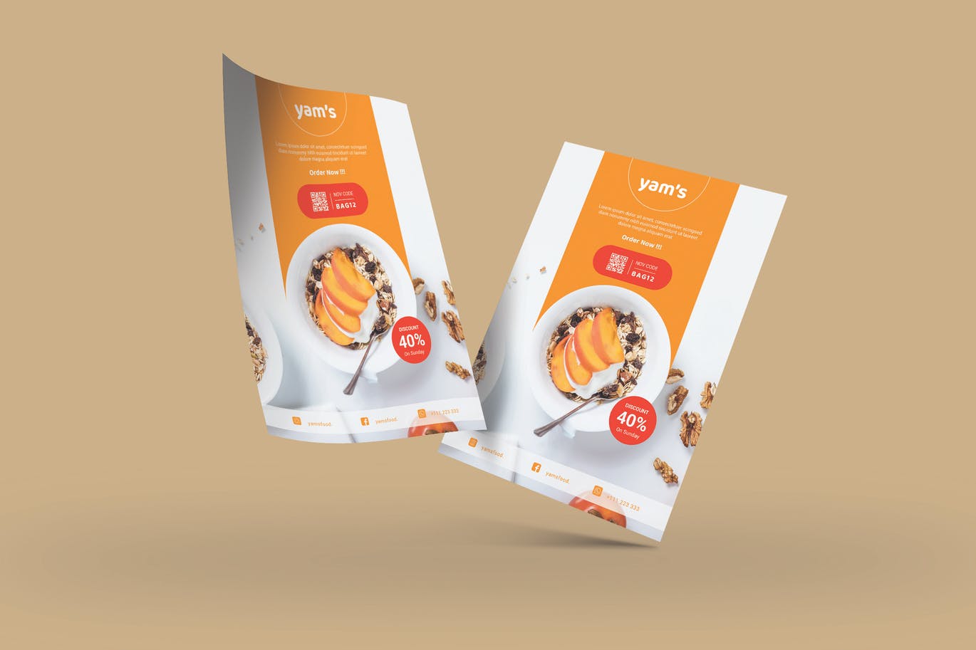 极简主义健康食品宣传单设计 Healthy Food – Flyer Template Design 设计素材 第2张