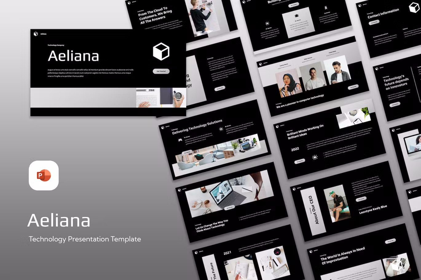 现代技术PowerPoint演示模板 Aeliana – Technology Powerpoint Template 幻灯图表 第1张