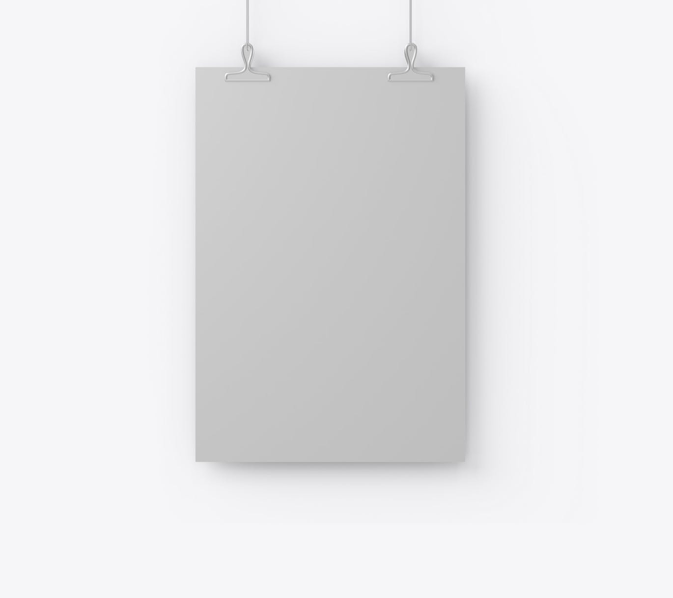 垂直悬挂海报设计样机 Isolated Vertical Hanging Poster Mockup 样机素材 第2张