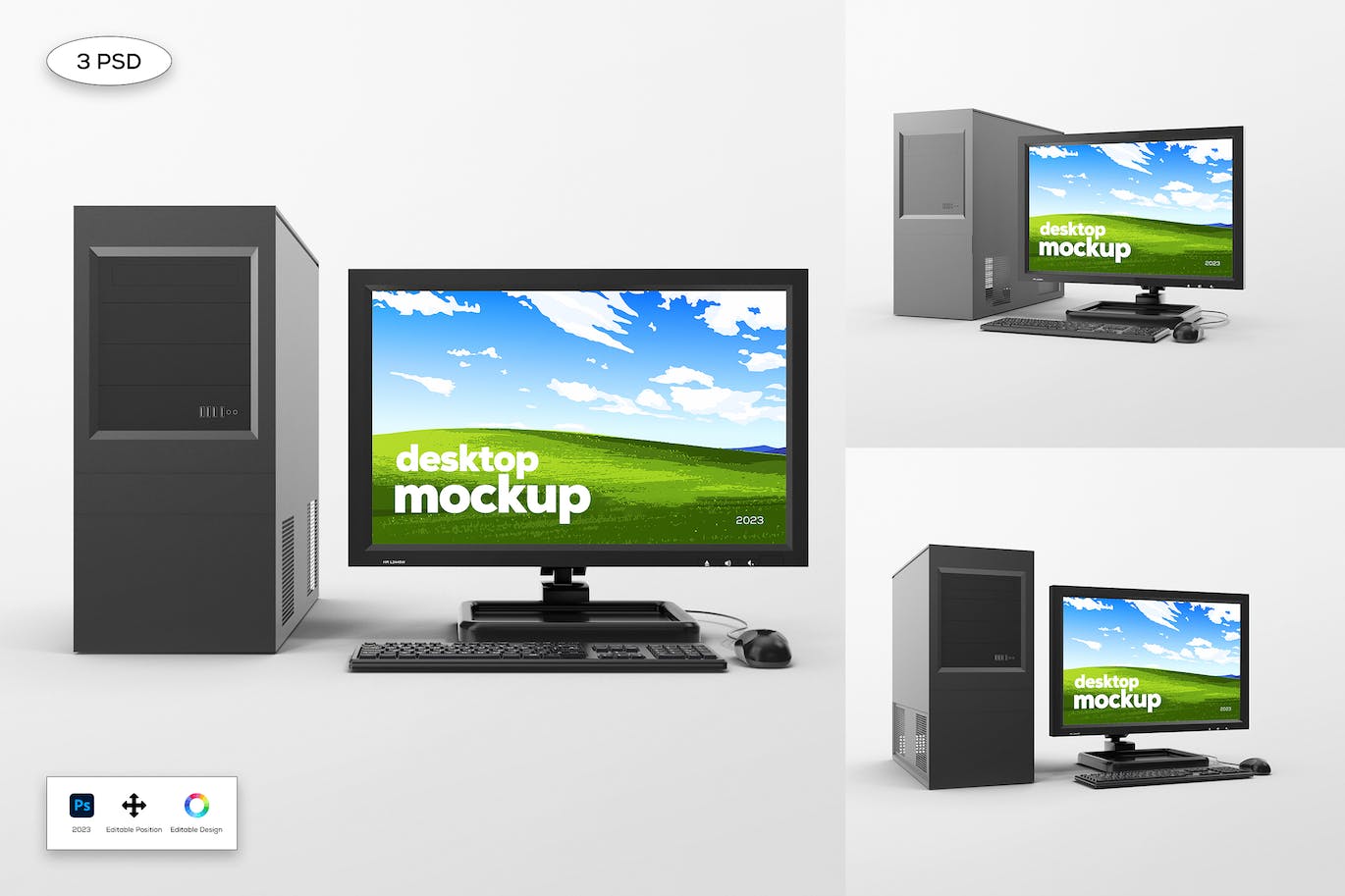 经典台式电脑样机模板 Desktop Computer Set Mockup 样机素材 第1张