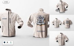 冬季夹克服装设计样机 Winter Jacket Mockup