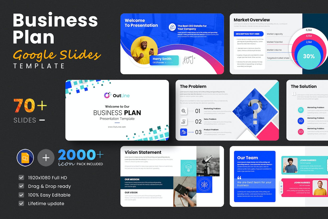 商业计划方案谷歌幻灯片演示文稿模板 Business Plan Google Slides Presentation Template 幻灯图表 第1张