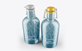 金属保温瓶外观设计样机 Metallic Thermo Bottle Mockup