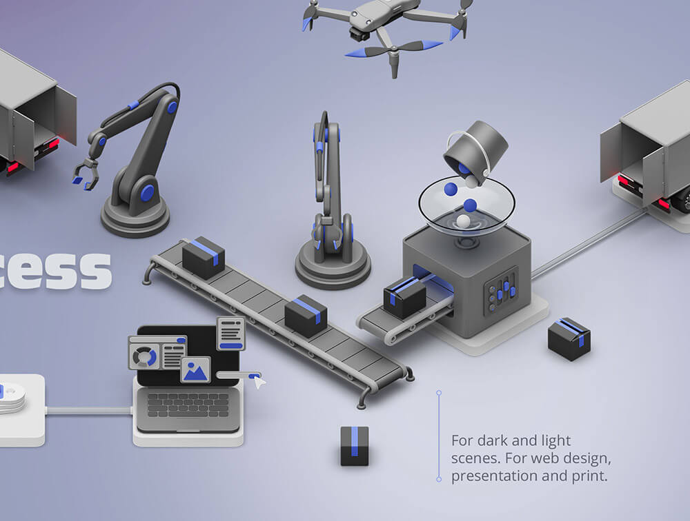 网络3D等距场景编辑插画 APP UI 第5张