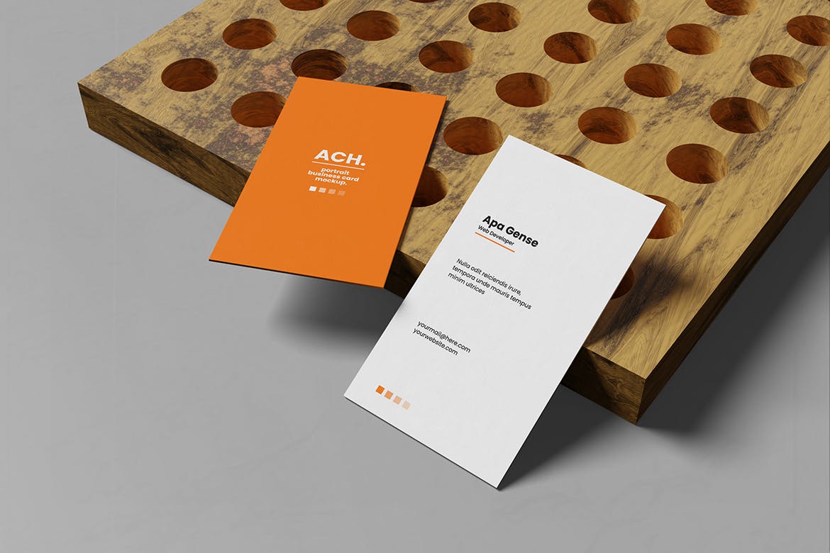 简约的竖版名片设计样机 Clean Portrait Business Card Mockup 样机素材 第3张