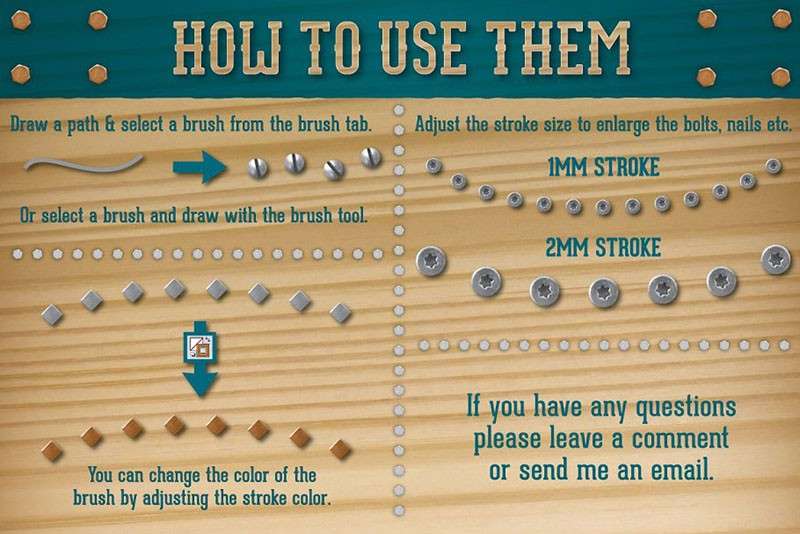 螺栓、铆钉和钉子AI矢量笔刷 笔刷资源 第4张