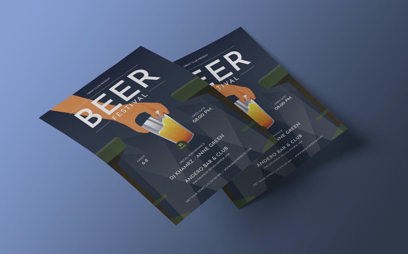 啤酒节海报传单设计模板 Beer Festival Flyer Template – Classic Art Deco 设计素材 第2张