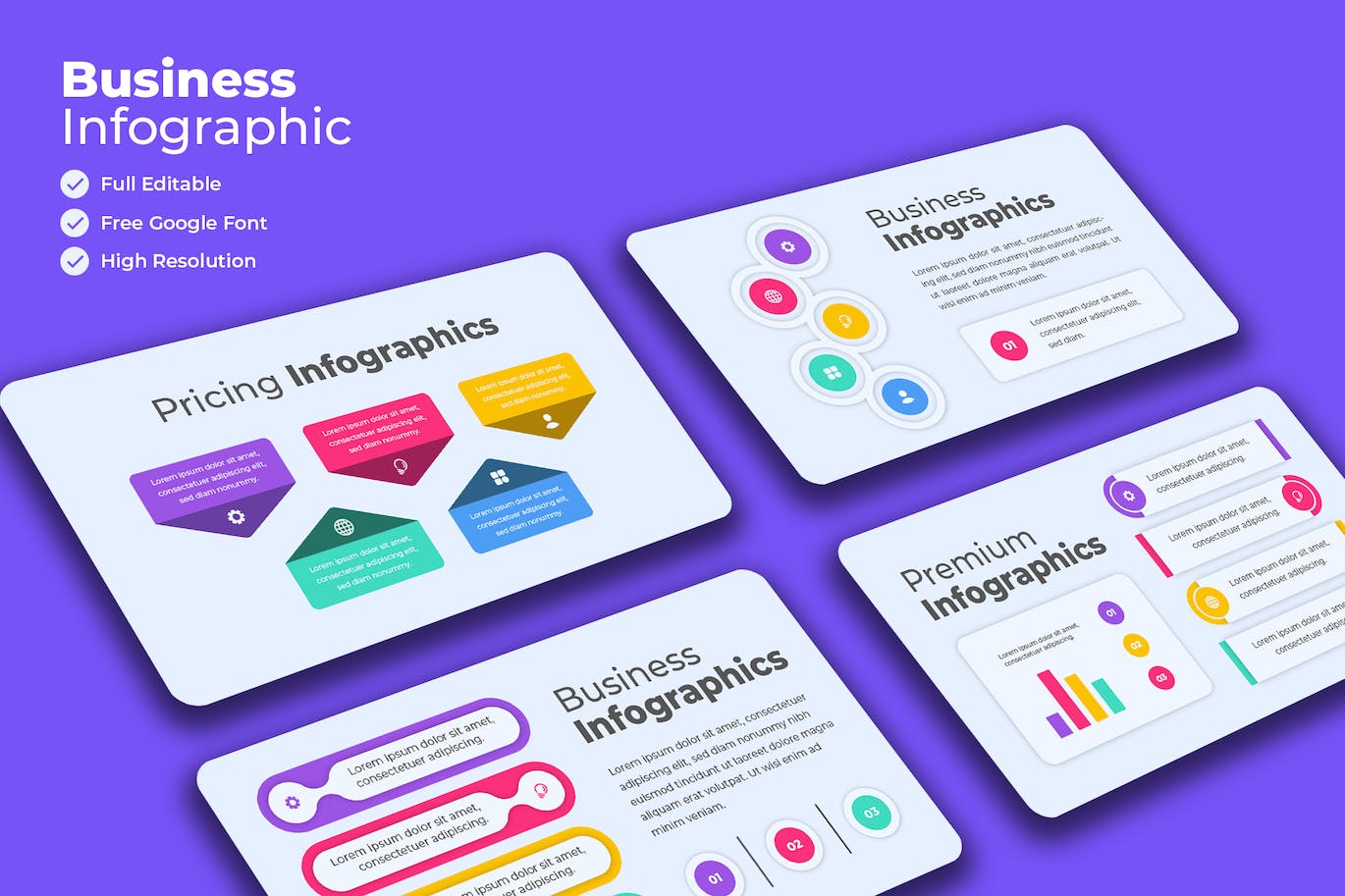 描述介绍信息数据图表设计素材 Rundown Business Infographics 幻灯图表 第1张