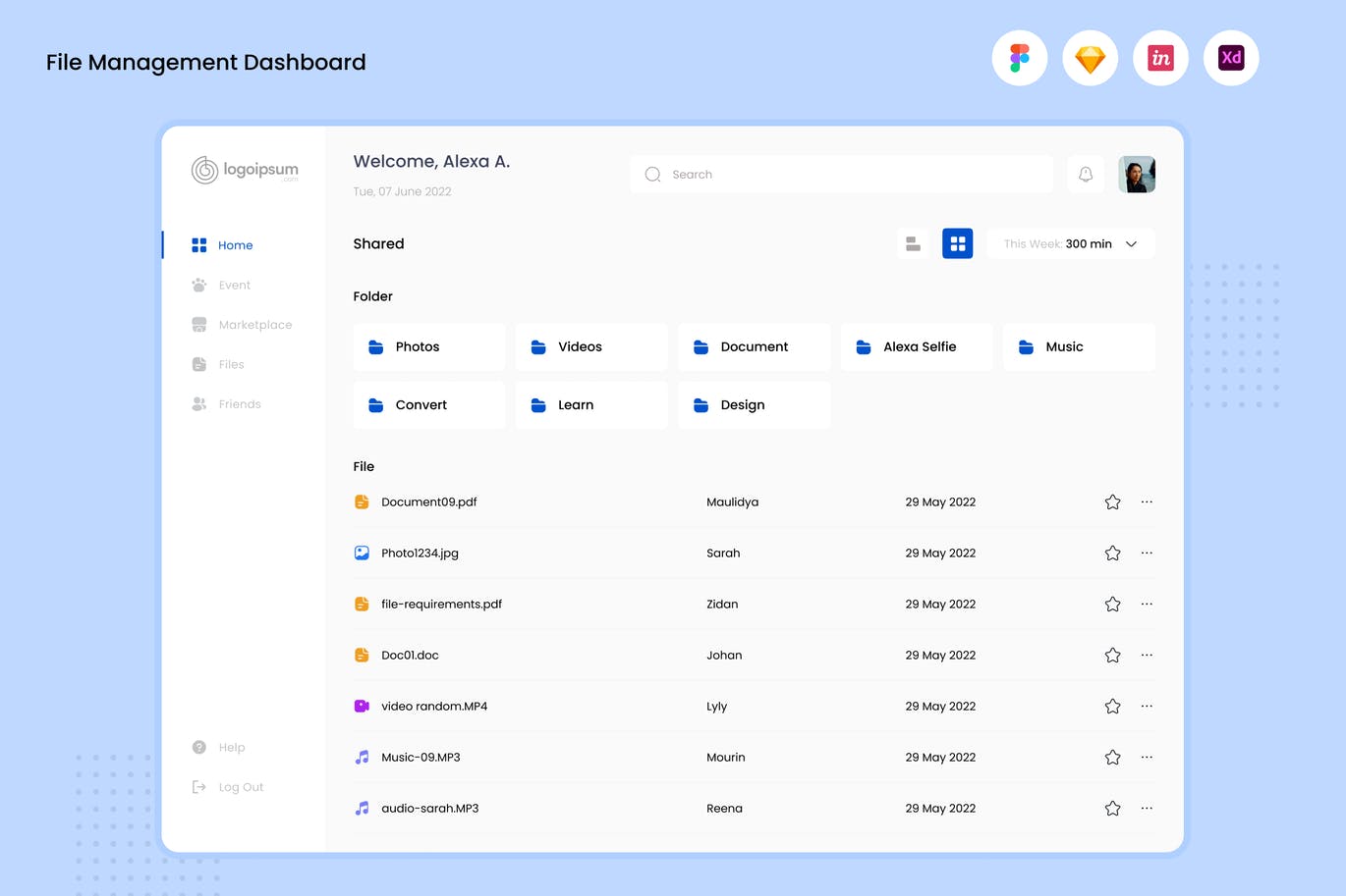 文件管理仪表盘UI模板 File Management Dashboard APP UI 第1张