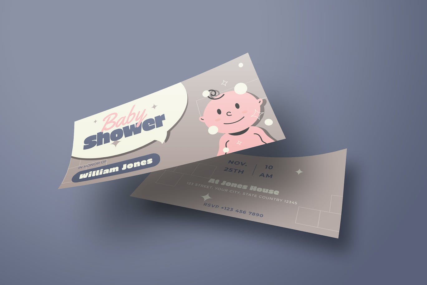 婴孩派对DL传单设计模板 Baby Shower DL Flyer 设计素材 第2张