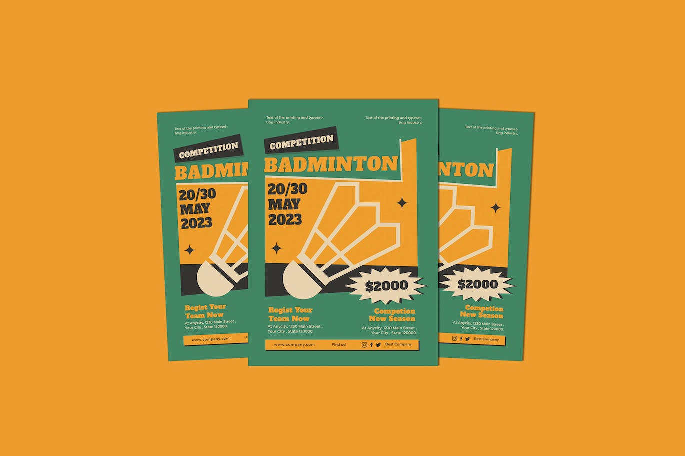 羽毛球比赛传单模板下载 Badminton Competition Flyers 设计素材 第1张