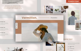 摄影作品幻灯片演示PPT模板 Vermillion Minimal PowerPoint Template