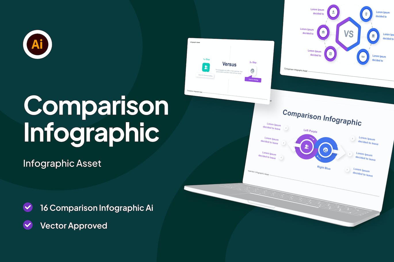 对比比较信息图表矢量模板 Comparison Infographic Asset illustrator 幻灯图表 第1张