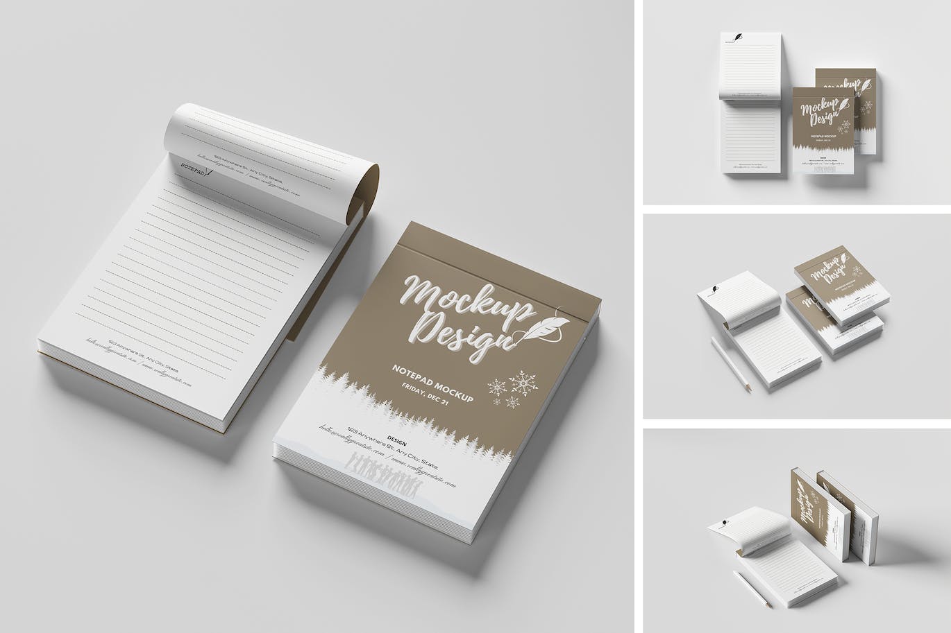 A6尺寸记事本开页效果图样机 Notepad A6 Open Mockup 样机素材 第1张