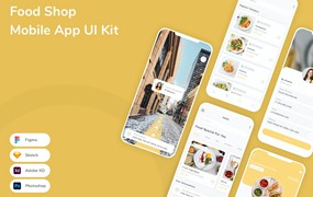 食品店App应用程序UI工具包素材 Food Shop Mobile App UI Kit