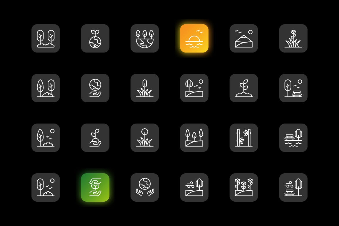 自然主题轮廓图标集 Nature Outline Icon Set 图标素材 第2张