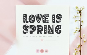 春季情人节手绘字体素材 Love Is Spring Hand Drawn Font