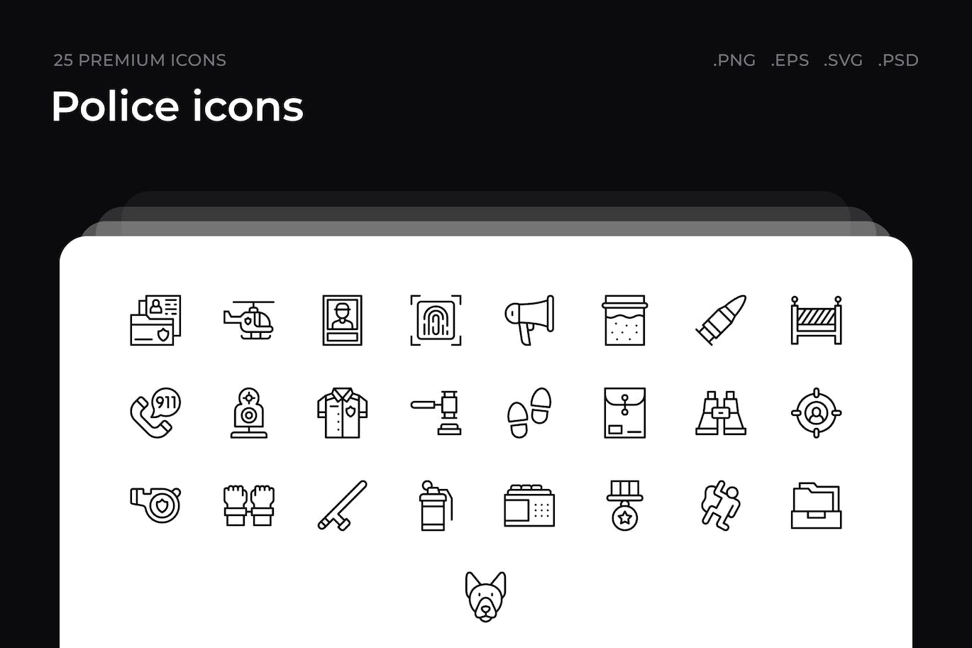 25枚警察主题简约线条矢量图标 Police icons 图标素材 第1张