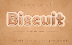 曲奇饼干矢量文字效果字体样式 Biscuit – Edit Text Effect, Editable Font Style