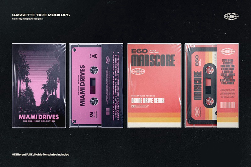 逼真盒式磁带模型PSD样机模板 Cassette Tape Mockups 样机素材 第7张