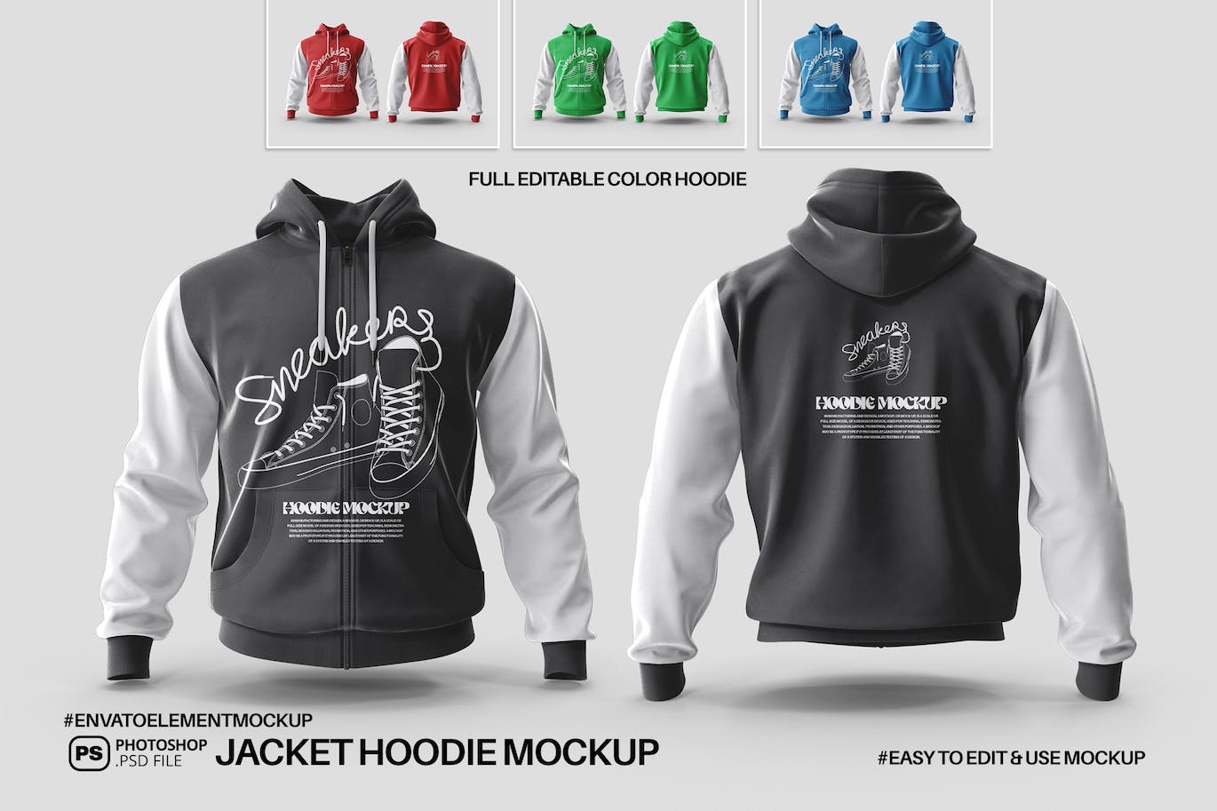 夹克/连帽衫/卫衣设计样机 Jacket Hoodie Mockups 样机素材 第1张