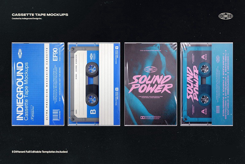 逼真盒式磁带模型PSD样机模板 Cassette Tape Mockups 样机素材 第5张