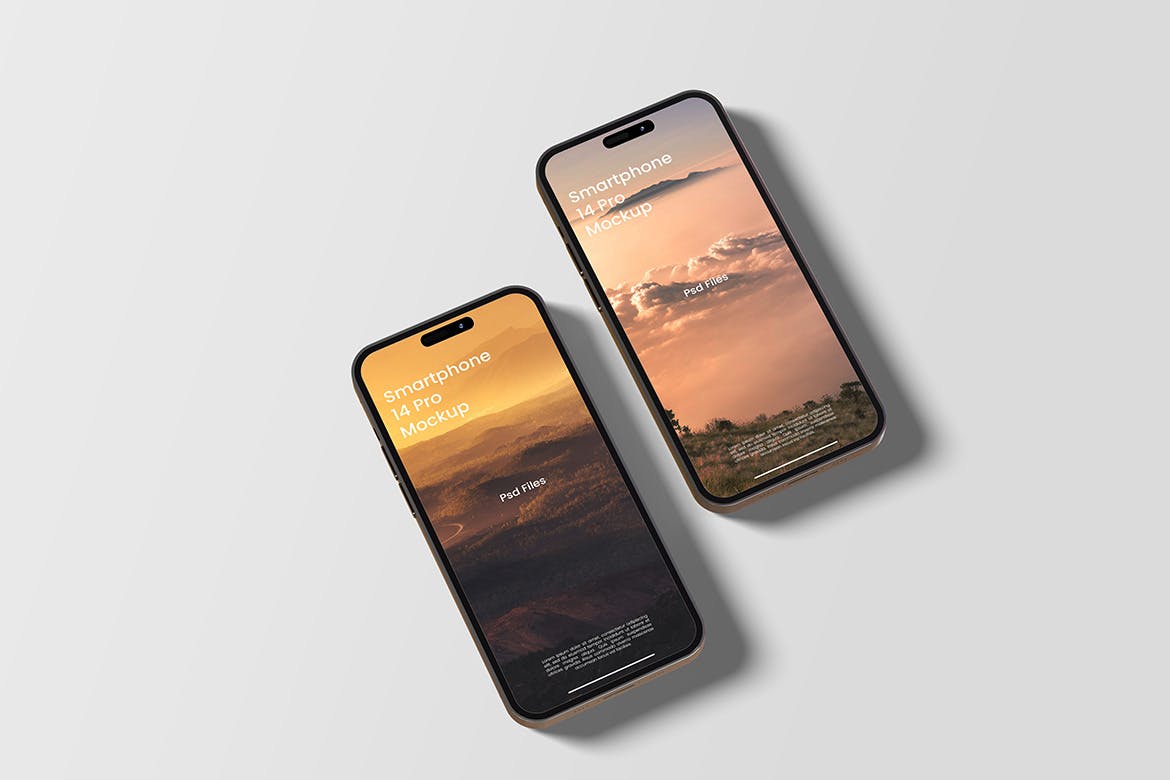 16种不同样式iPhone 14 Pro手机样机图 Smartphone 14 Pro Mockup 样机素材 第13张