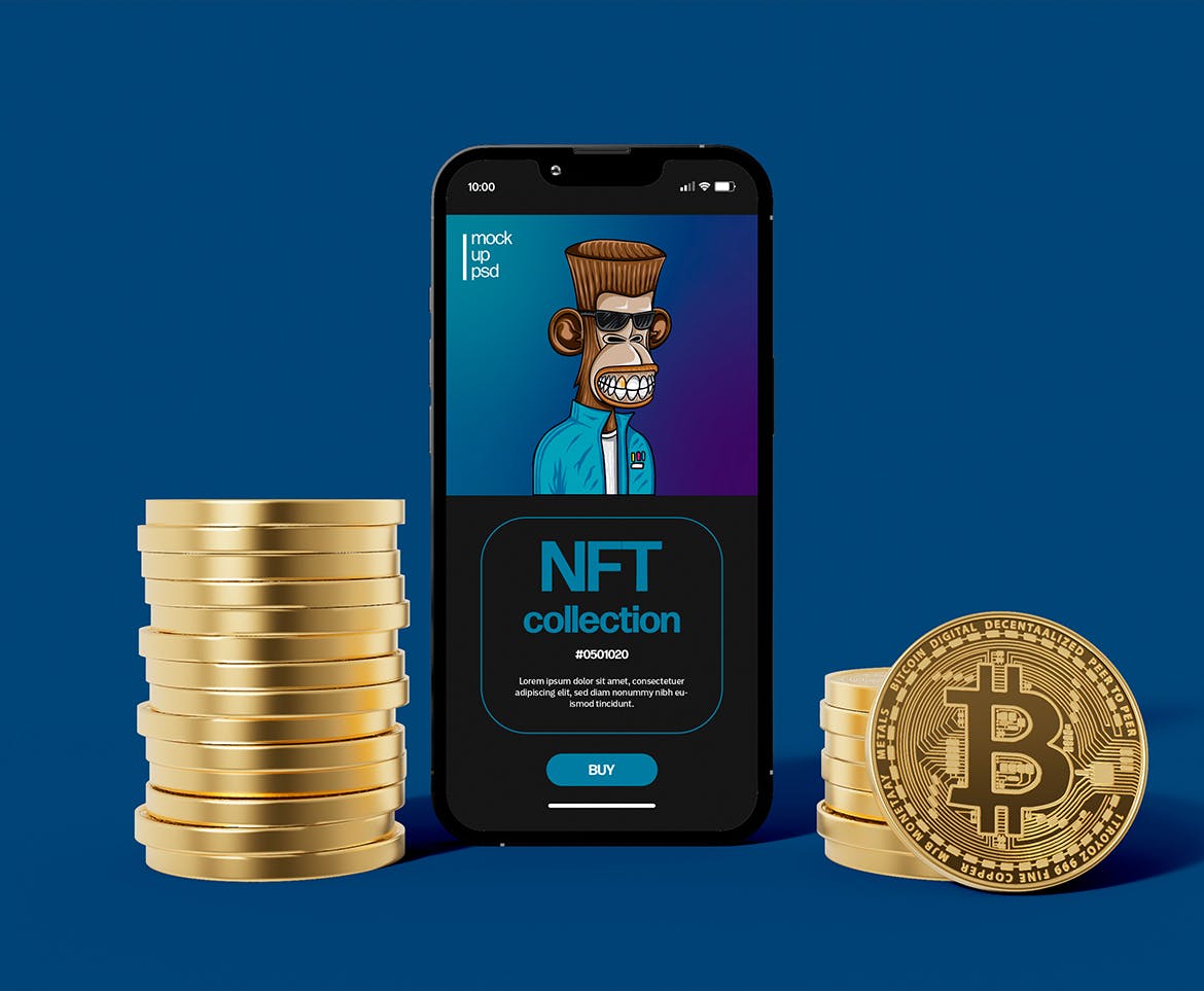 比特币和iPhone手机屏幕样机 Bitcoin and Smartphone Mockup 样机素材 第2张