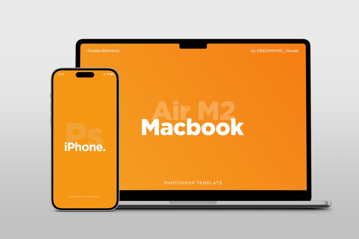 MacBook Air电脑和iPhone 14 Pro手机样机图 Laptop Air and Phone 14 Mockup 样机素材 第4张