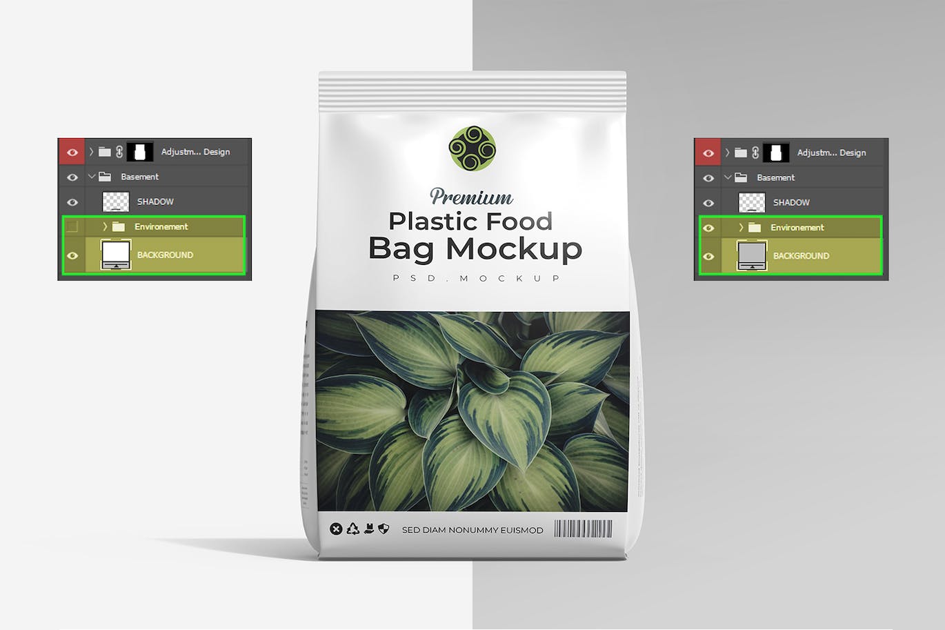 哑光塑料食品包装袋PSD样机 Matte Plastic Food Packaging Bag PSD Mockup 样机素材 第7张